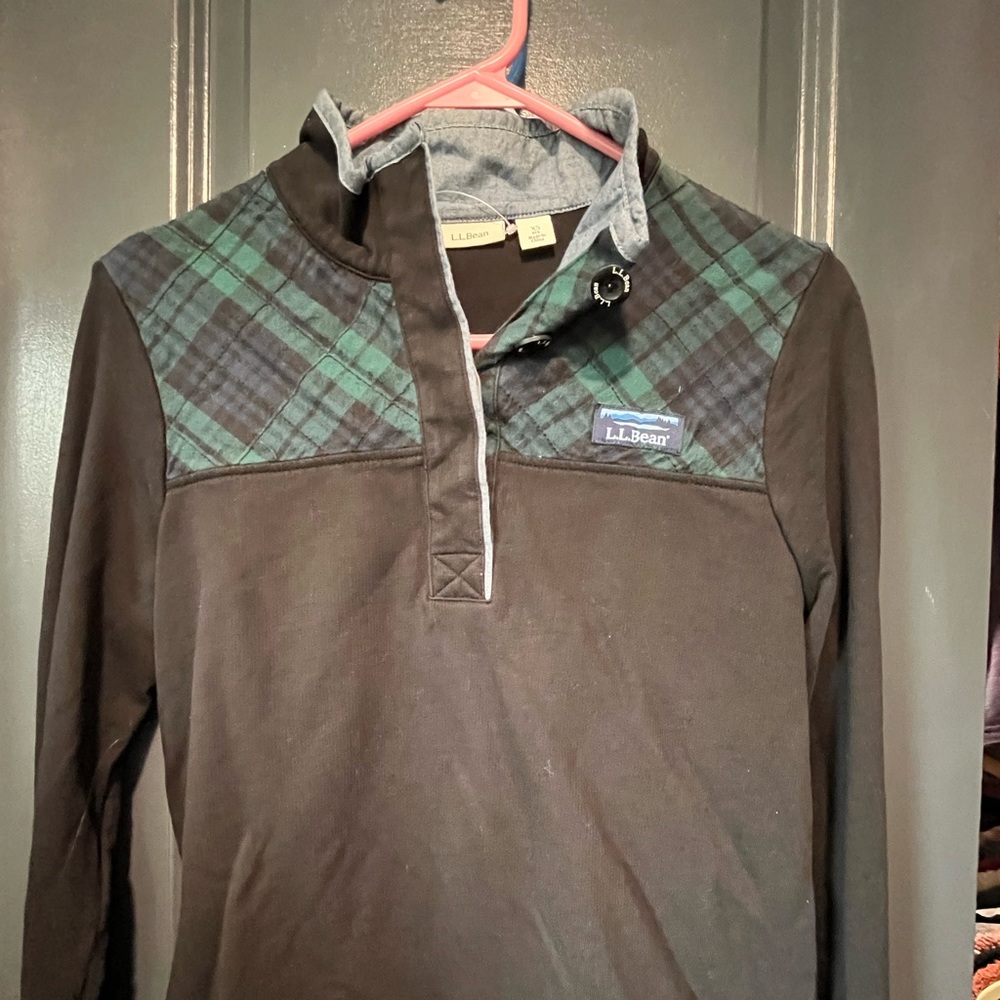 LL BEAN womens flannel 3/4 pullover